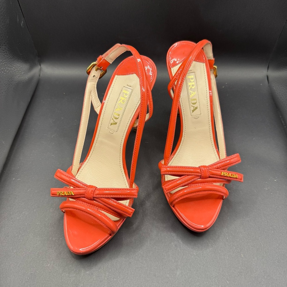 Prada Coral patent leather slingback heels - Picture 2 of 14